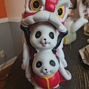 Ceramic Panda and Dragon Figurine